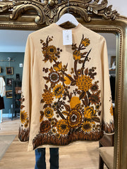 Nude Top with Orange Florals, 1960s, 42” Bust, as is