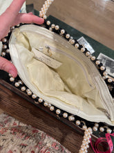 Load image into Gallery viewer, Black and white floral beaded bag