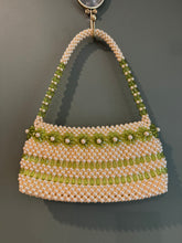 Load image into Gallery viewer, Green and white floral beaded bag