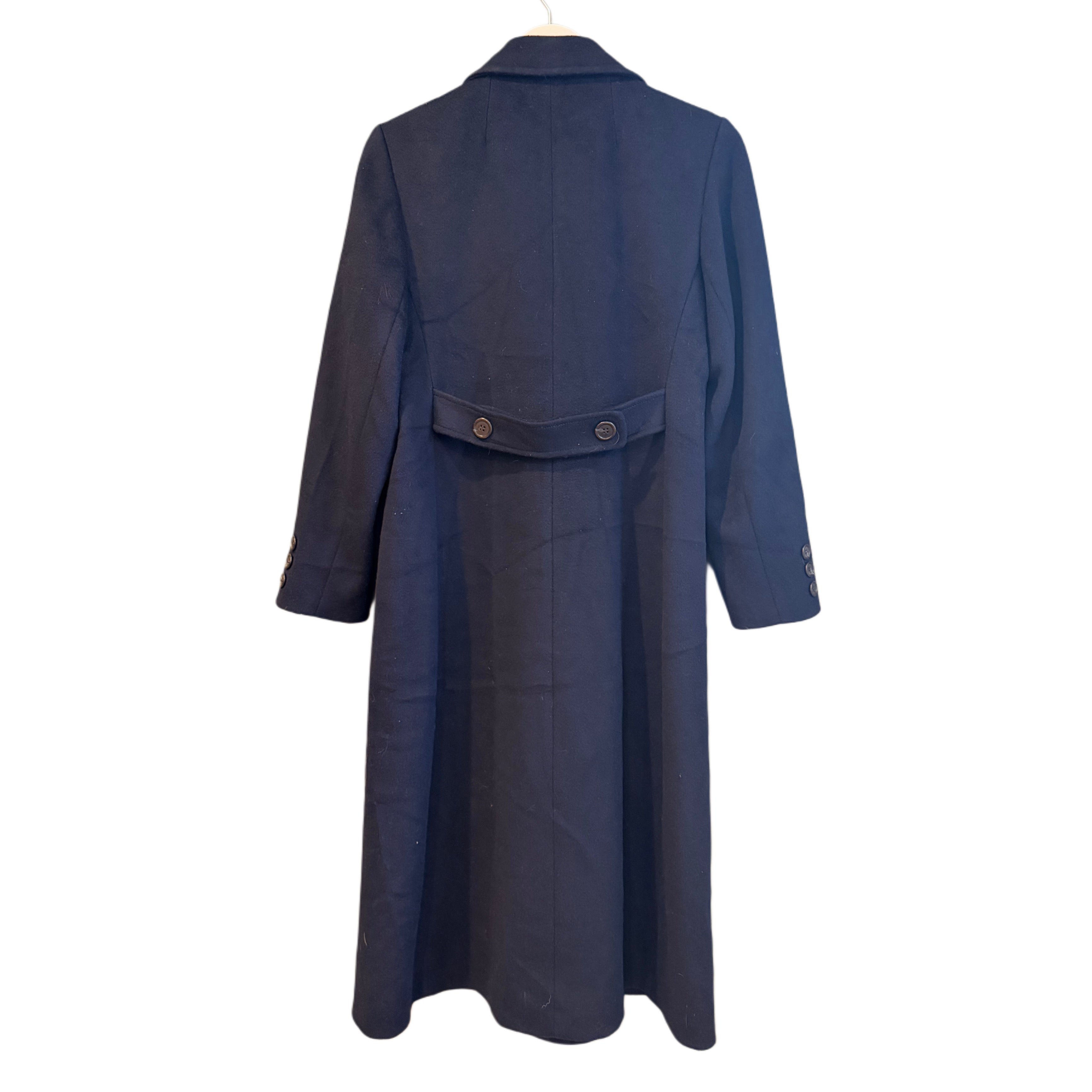 Navy Wool Coat, 1970s, 38” Bust as is