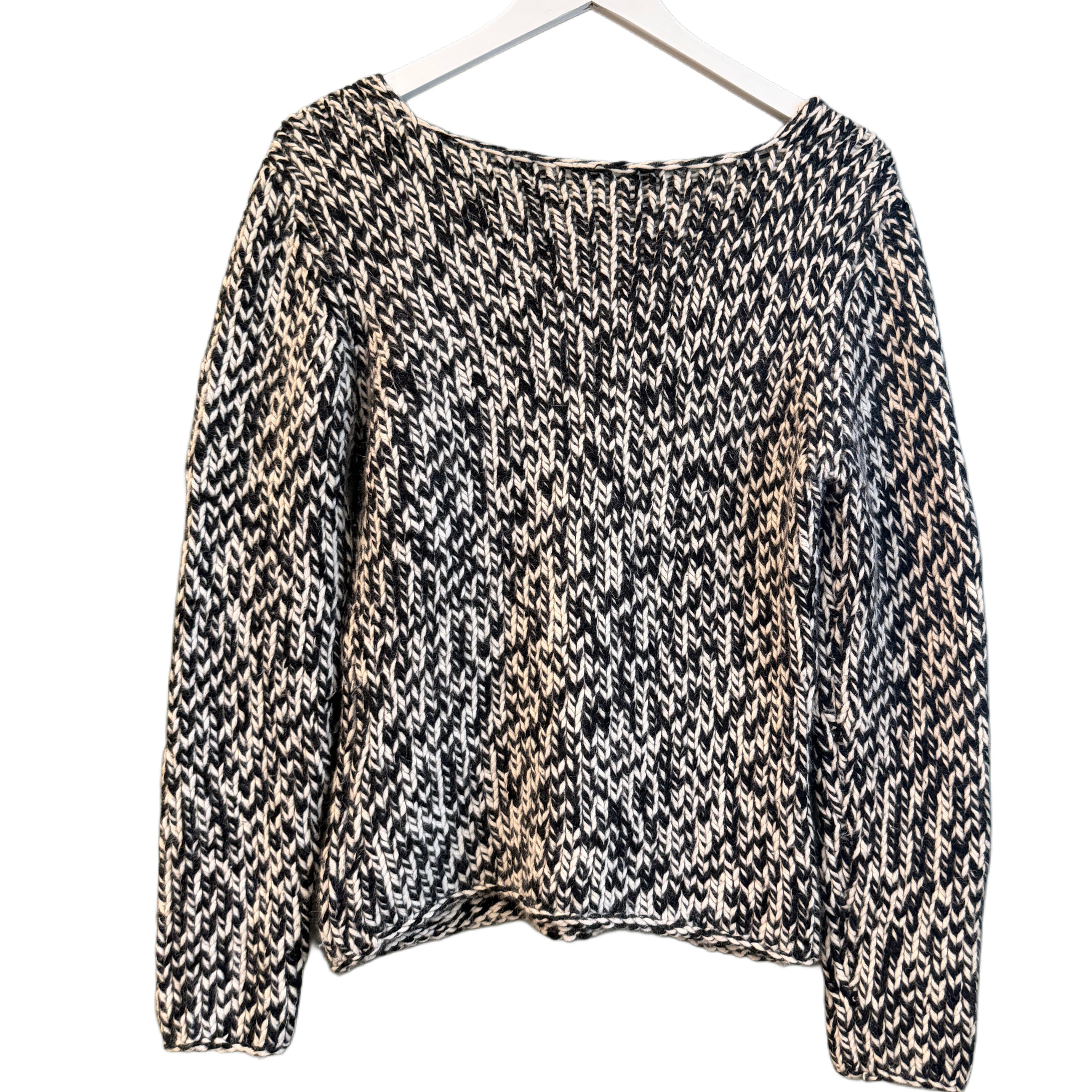 Black and White Knit Sweater, 1990s, 38” Bust as is