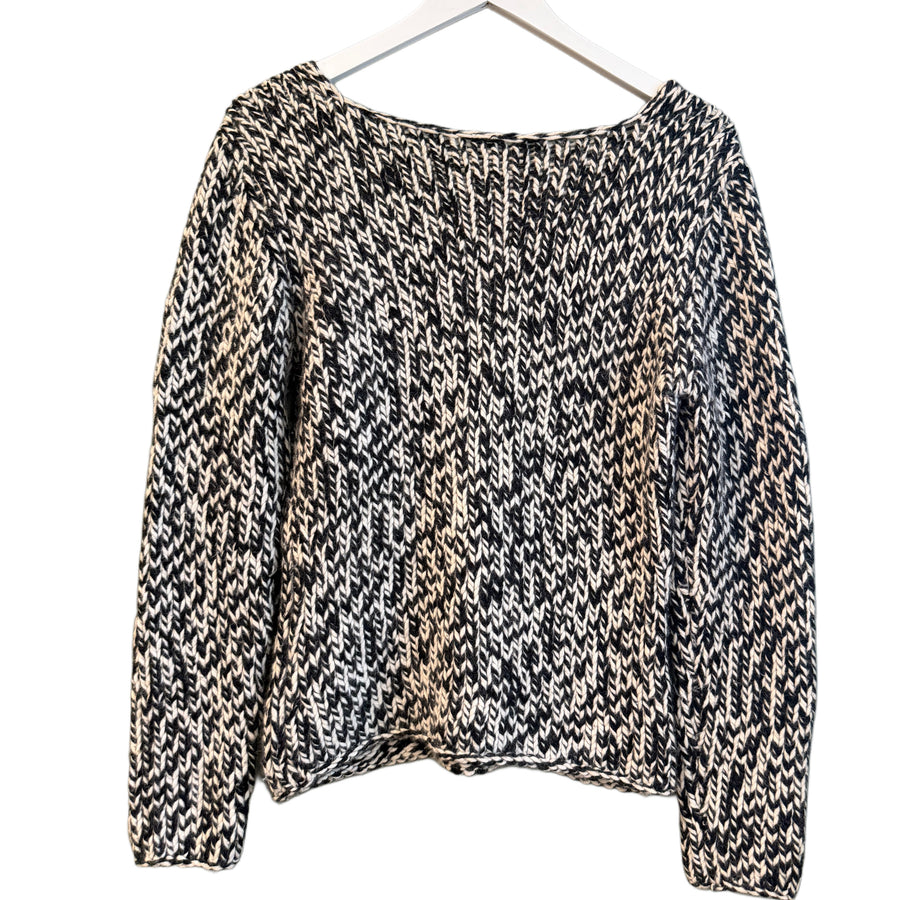 Black and White Knit Sweater, 1990s, 38” Bust as is
