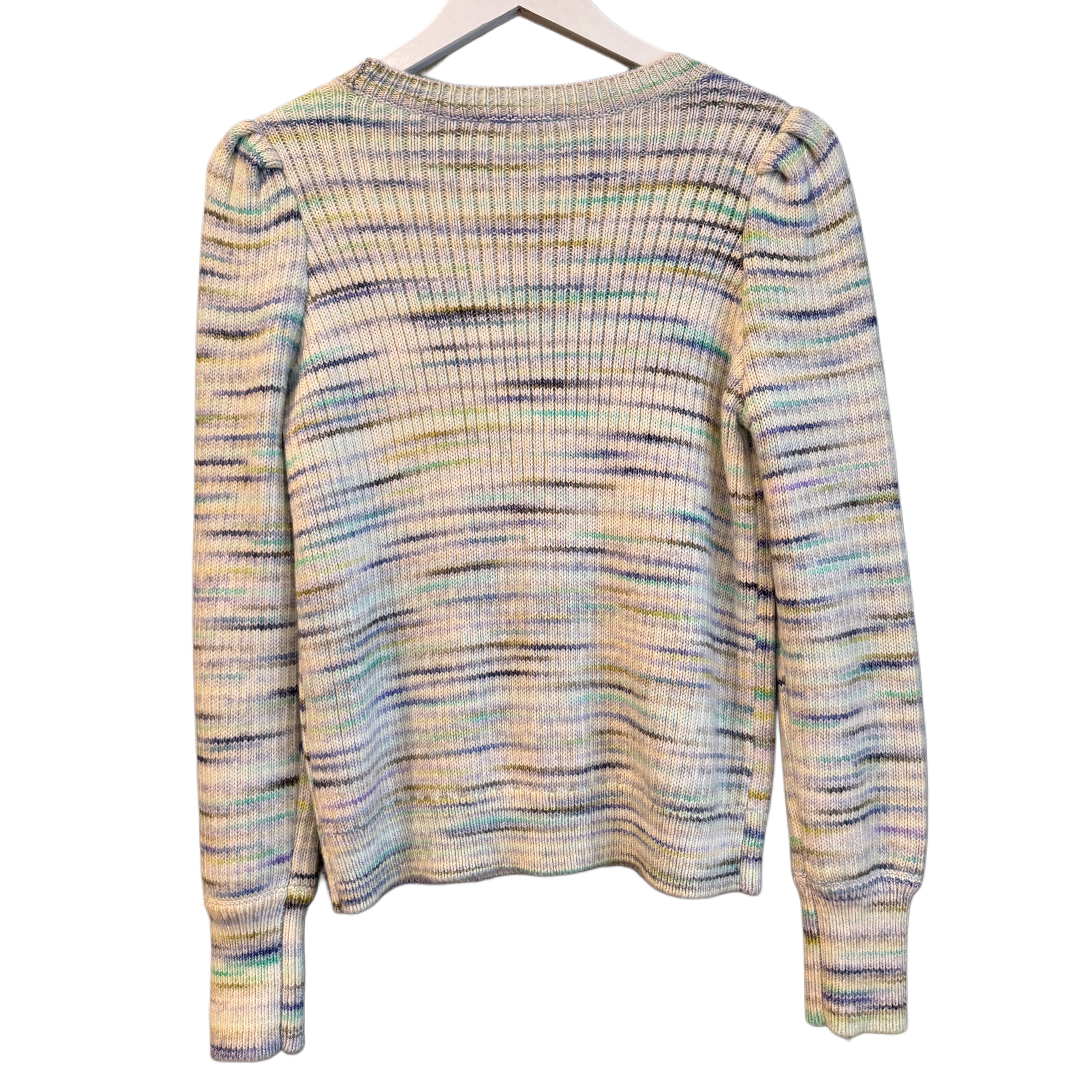 Nina L- Striped Cardigan w/ flower buttons, 1990s, 38” Bust