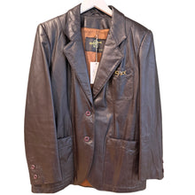 Load image into Gallery viewer, Aignes Brown Leather Blazer, 1970s, 42” Bust, as is
