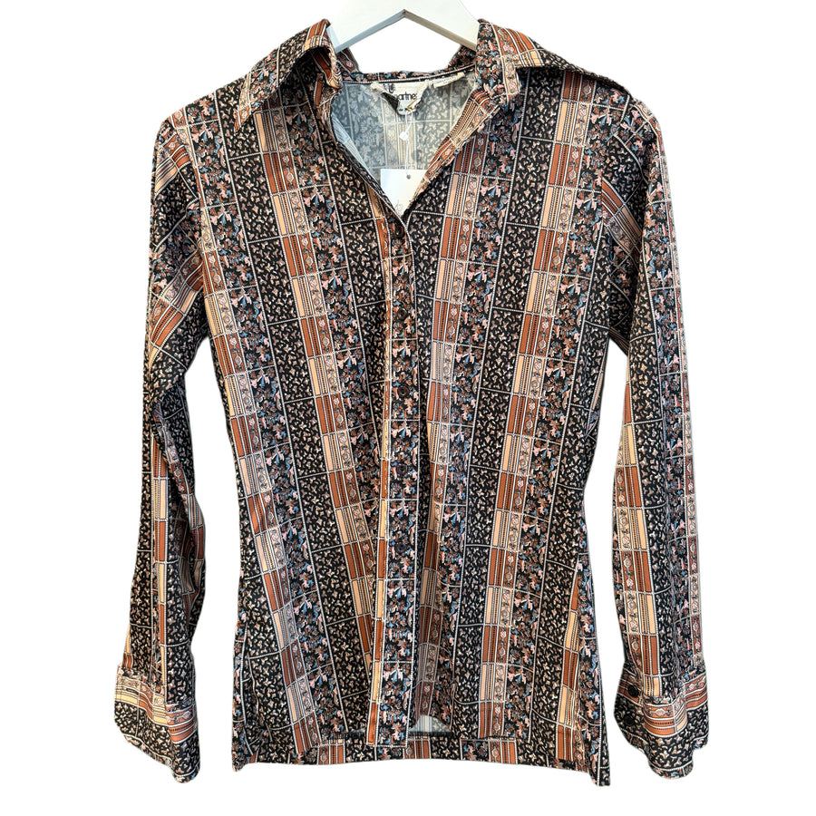 Patterned Button Down, 1970s, 36” Bust