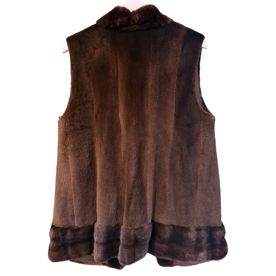 Chocolate Brown Fur Vest, 1980’s, 40” bust