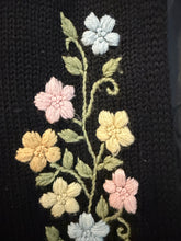 Load image into Gallery viewer, Black Floral Cardigan, 1960s, 42” Bust