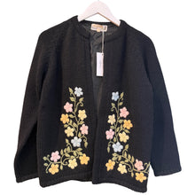 Load image into Gallery viewer, Black Floral Cardigan, 1960s, 42” Bust