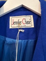 Cobalt Blue Wool Trench Coat, 1980s, 38” Bust