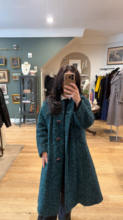Teal Wool Coat, 1970s, 42” Bust