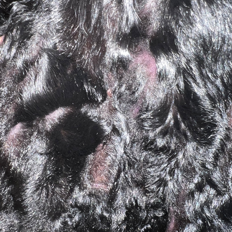 Katherina - Black Curly Lamb Coat, 1960s, 44" Bust, as is