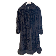 Katherina - Black Curly Lamb Coat, 1960s, 44" Bust, as is