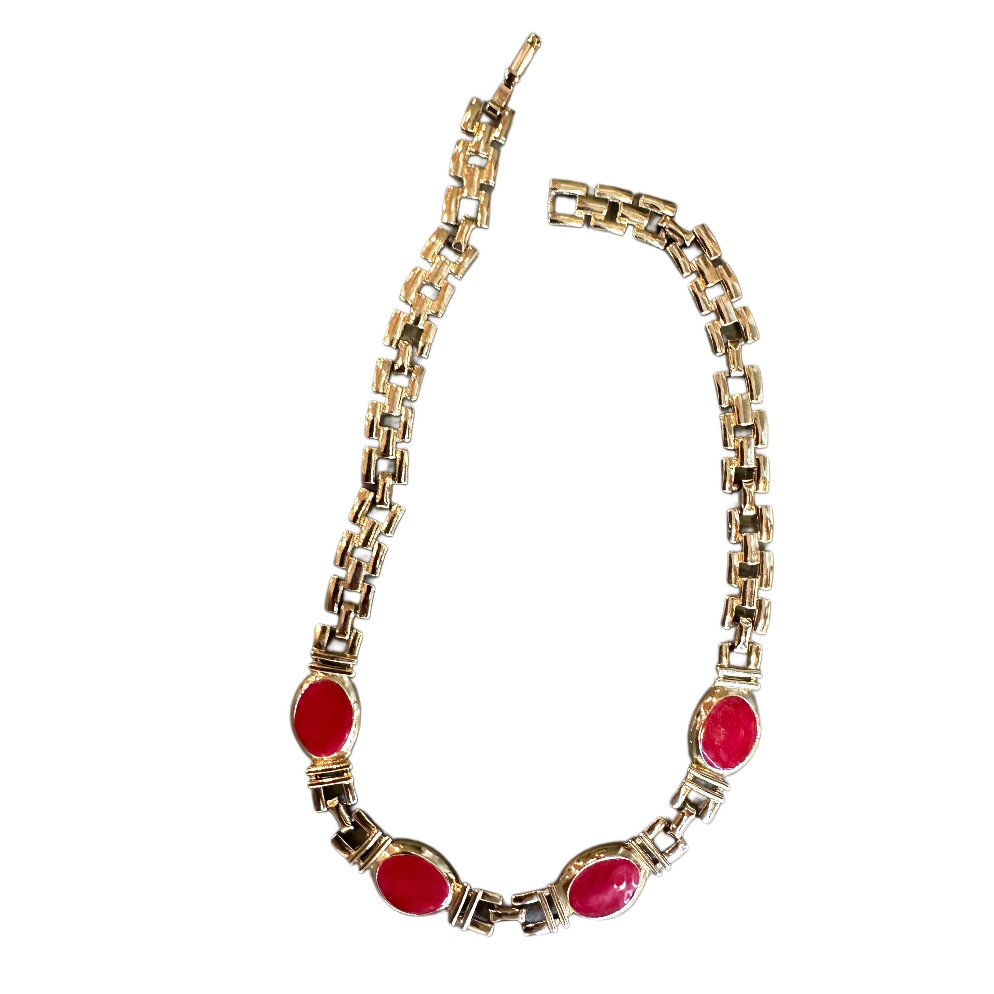 red and gold chain necklace