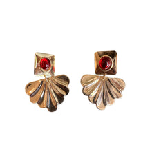 Load image into Gallery viewer, Red and Gold Clip On Earrings
