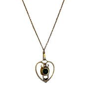 Vintage heart necklace with green stone