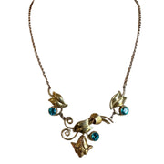 1950's Teal Stone Gold Necklace