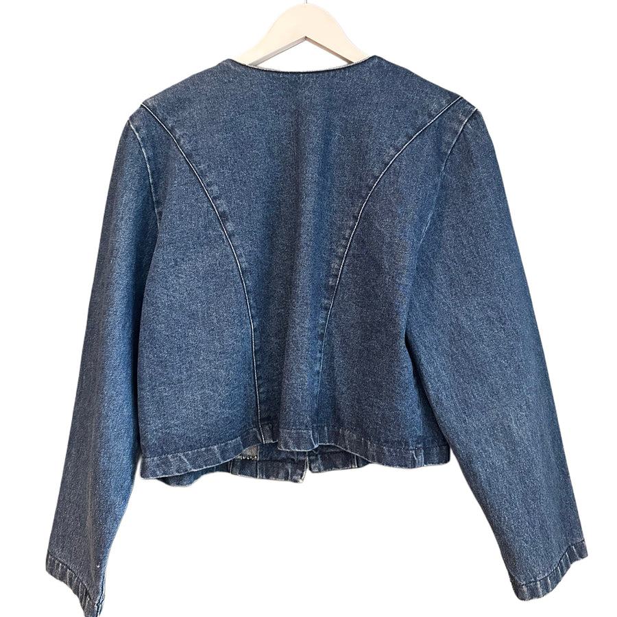Denim Fringe Jacket, 1980’s, 44” Bust