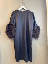 Load image into Gallery viewer, Janet - Black Duster with Marabou Feathers, 1990's, 42" Bust