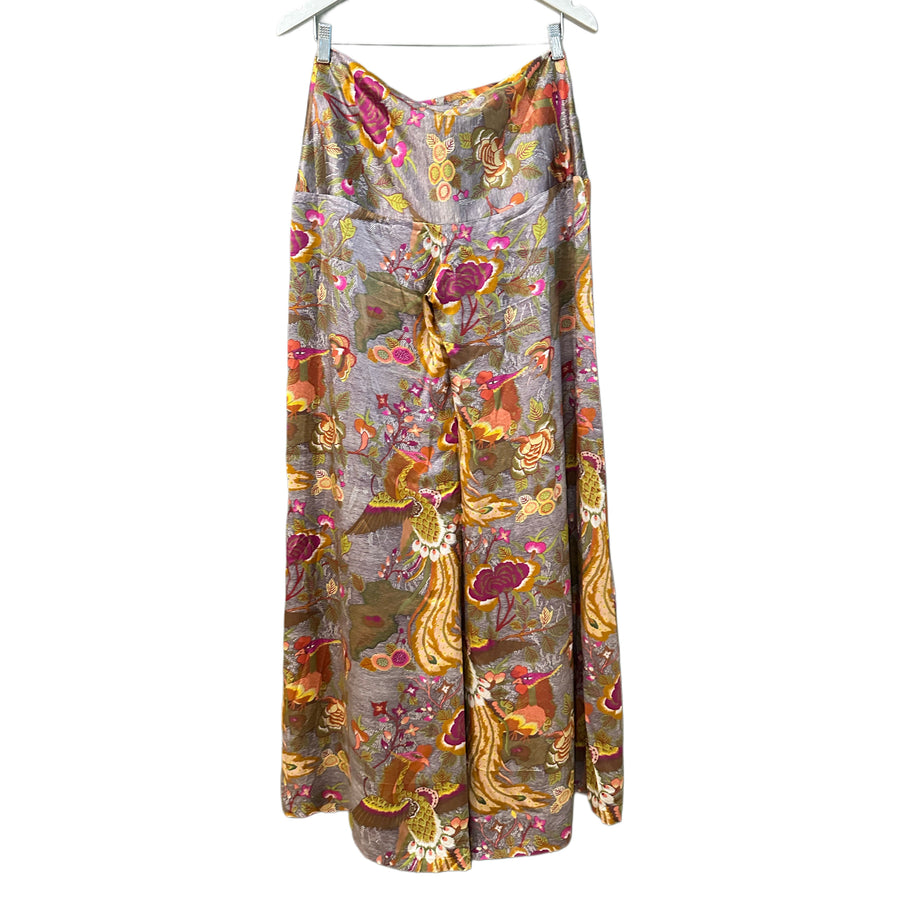 Satin Abstract Wide Leg Pant, 30” Waist