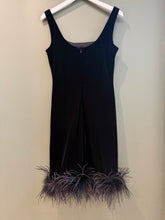Load image into Gallery viewer, Velvet Cache Dress With Feathers, 1990’s, 36” Bust