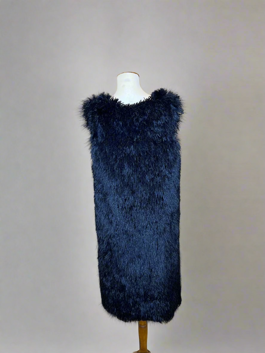 Black Shag Vest, 1990s, 44” Bust