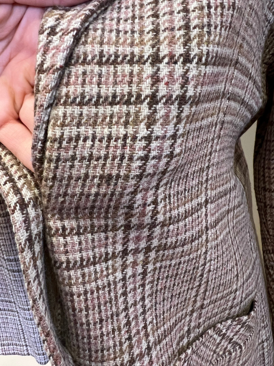 Pink and Brown Tweed Blazer, 1990s, 42” Bust