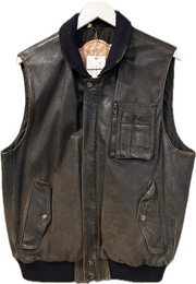 John B - Vintage Old Flight Wear Leather Vest, 44" Chest