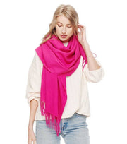 Cozy Woven Cashmere Wrap Shawl Scarf Throw: Black