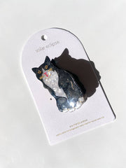 Hand-painted Tuxedo Cat Claw Hair Clip | Eco-Friendly