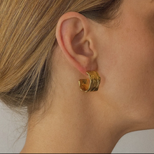Load image into Gallery viewer, Gina 18K Gold Plated Hammered Hoop Earrings