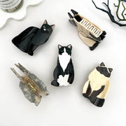 Creative Black Cat Acetate Animal Hair Claw Clip: BlackWhite-Cat
