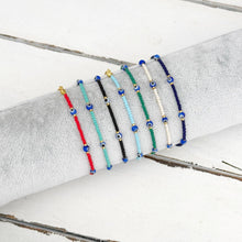 Load image into Gallery viewer, Evil Eye Minimal Seed Beads Bracelet: White