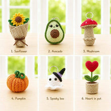 Load image into Gallery viewer, Handmade Mini Crochet, Keychain Desk Decor – 6 Designs: Style 5 (Spooky Boo)