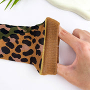 Soft Leopard Print Mid-Calf Socks: Brown
