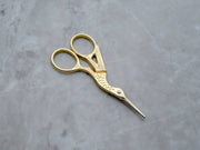 Gold-Tone or Silver Crane Scissors 3.5": Gold
