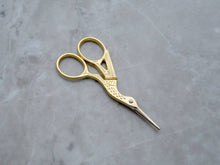 Load image into Gallery viewer, Gold-Tone or Silver Crane Scissors 3.5": Gold