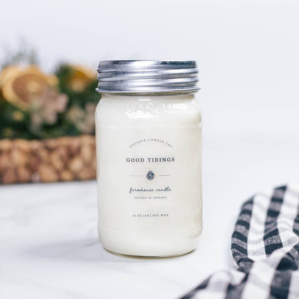 Good Tidings - Soy Wax Mason Jar Candle: 16 oz