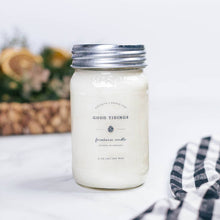 Load image into Gallery viewer, Good Tidings - Soy Wax Mason Jar Candle: 16 oz