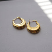 Flat Moon Hoops | Gold Hoops