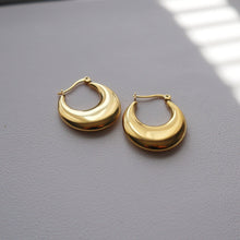 Load image into Gallery viewer, Flat Moon Hoops | Gold Hoops