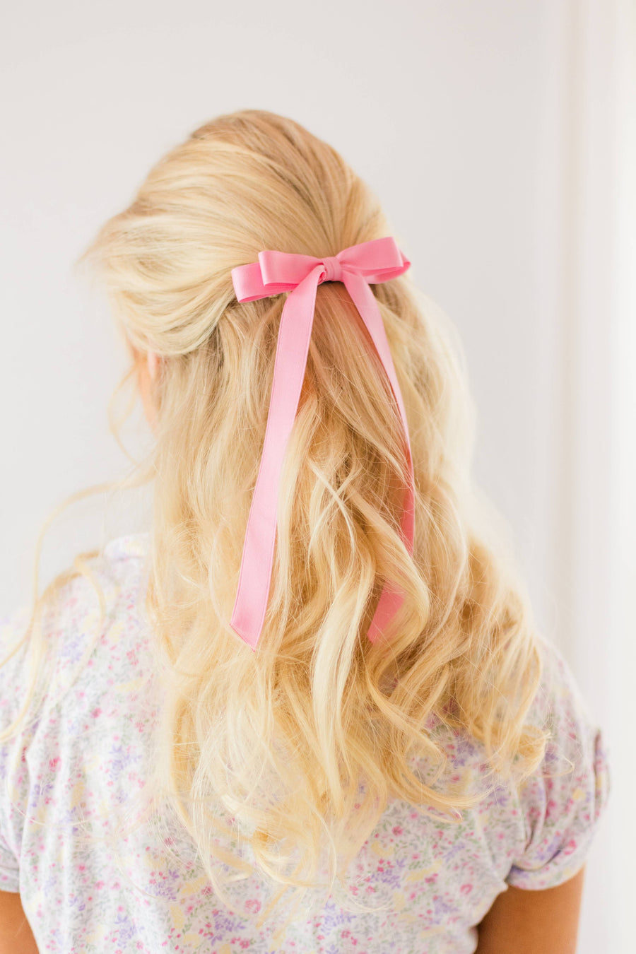 Long Matte Satin Hair Bow Barrette | Micro Alice Bow: Soft Pink