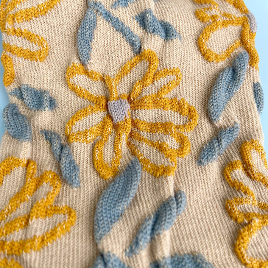 Sweet Flower Tube Socks: Khaki