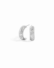 Load image into Gallery viewer, Starburst Dome Hoops: Silver