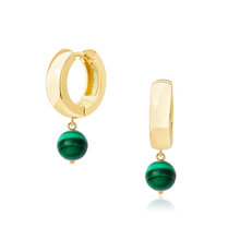 Load image into Gallery viewer, Devon Stone Drop Hoops: Pearl