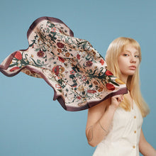 Load image into Gallery viewer, Vintage Botanical Floral Square Scarf – Elegant Garden Print Satin Neck &amp; Hair Scarf: BL / ONE