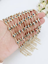 Load image into Gallery viewer, Blue Evil Eye Bracelet, Gold Chain Bracelet, Greek Evil Eye