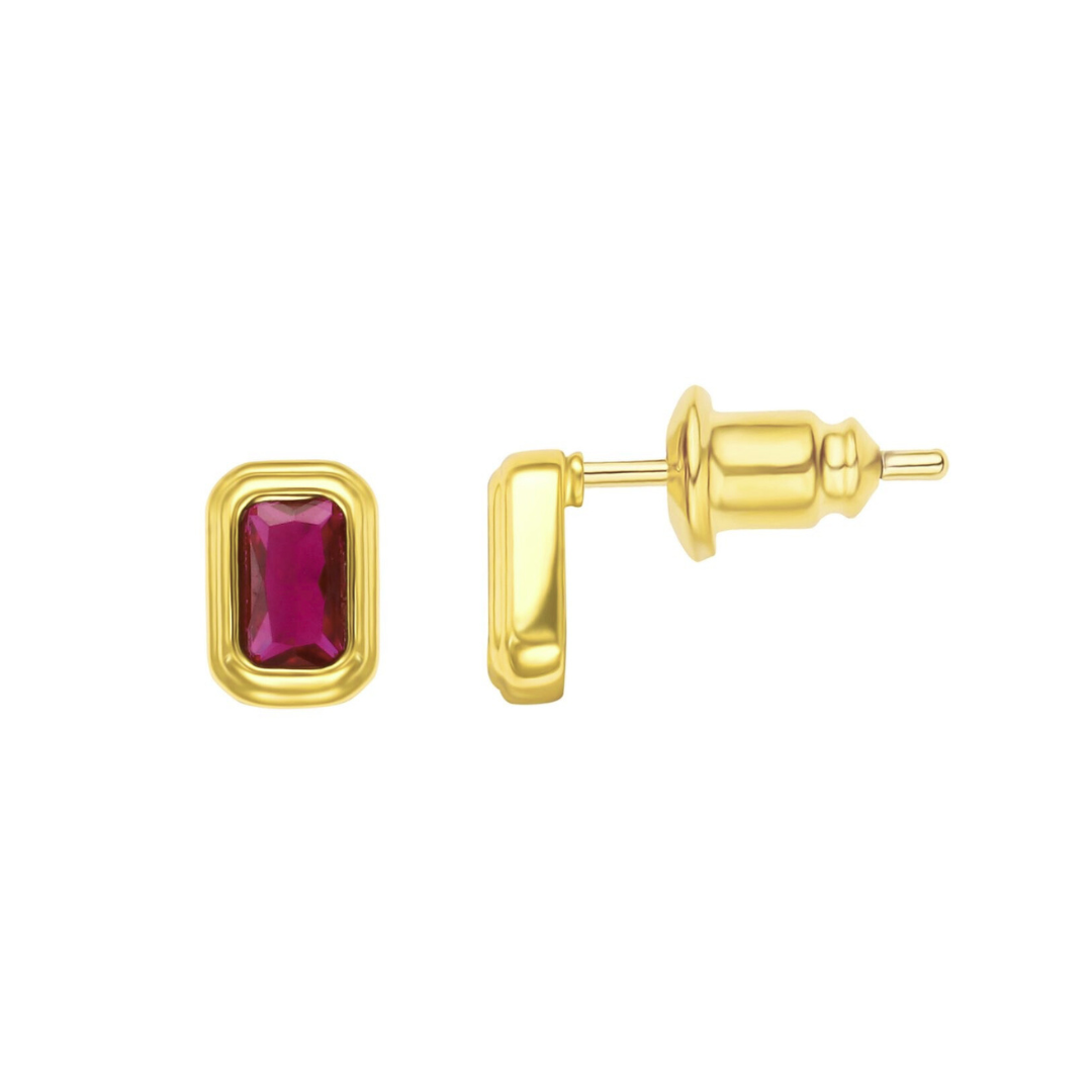 Clementine Ruby Bezel Studs: 10mm