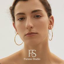 Load image into Gallery viewer, 18k Gold Hoop Earring; Large Statement Dangle Earring