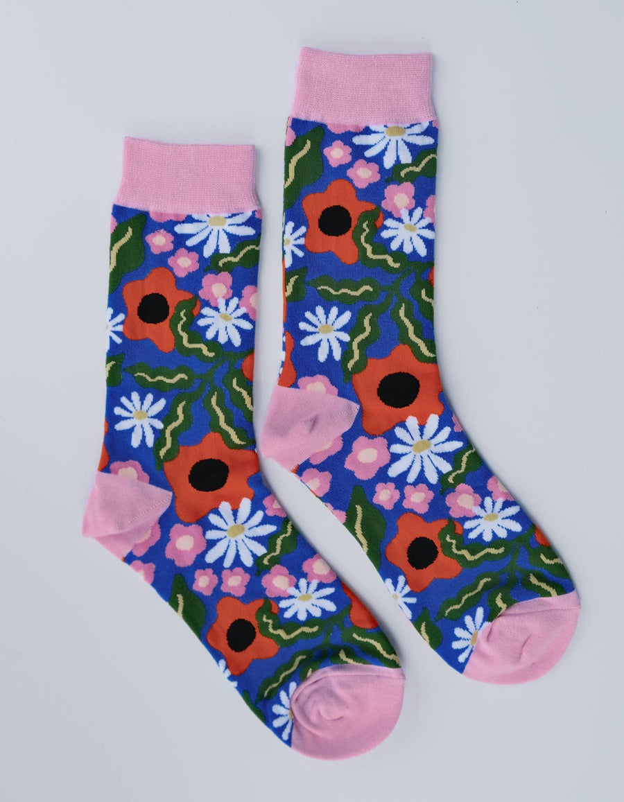 Wavy Daisy 100% Cotton Women's Crew Socks