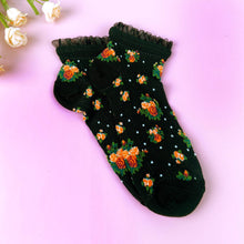 Load image into Gallery viewer, Breathable summer thin  lace socks with plants flowers: White